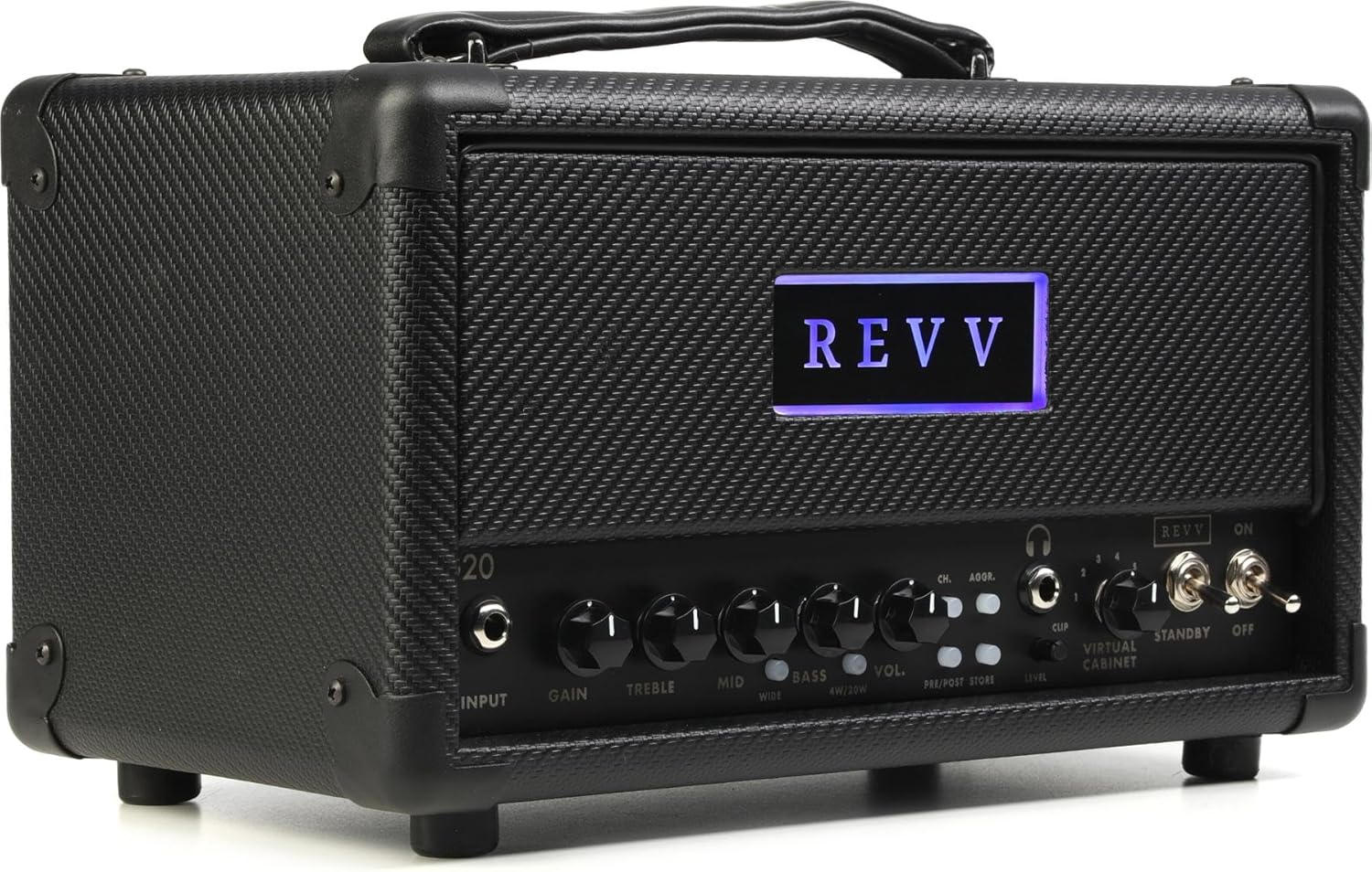 Revv G20 Tolexed Headshell 20/4-watt, 2-Channel Tube Guitar Amp Head - Charcoal Tweed, Sweetwater Exclusive