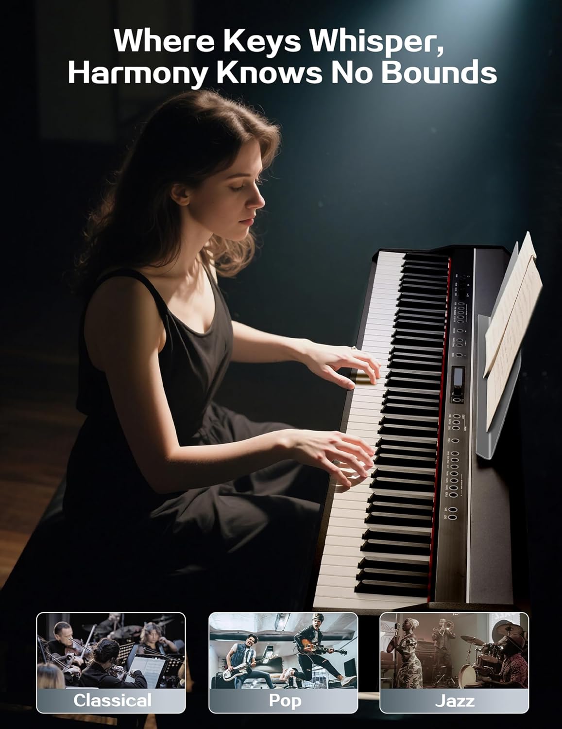 88 Key Weighted Keyboard Digital Piano Electric Keyboard USB-MIDI Connecting Hammer Action Piano Keyboard Triple Pedal Comes with Headphones 128 Tones for Beginners Adults