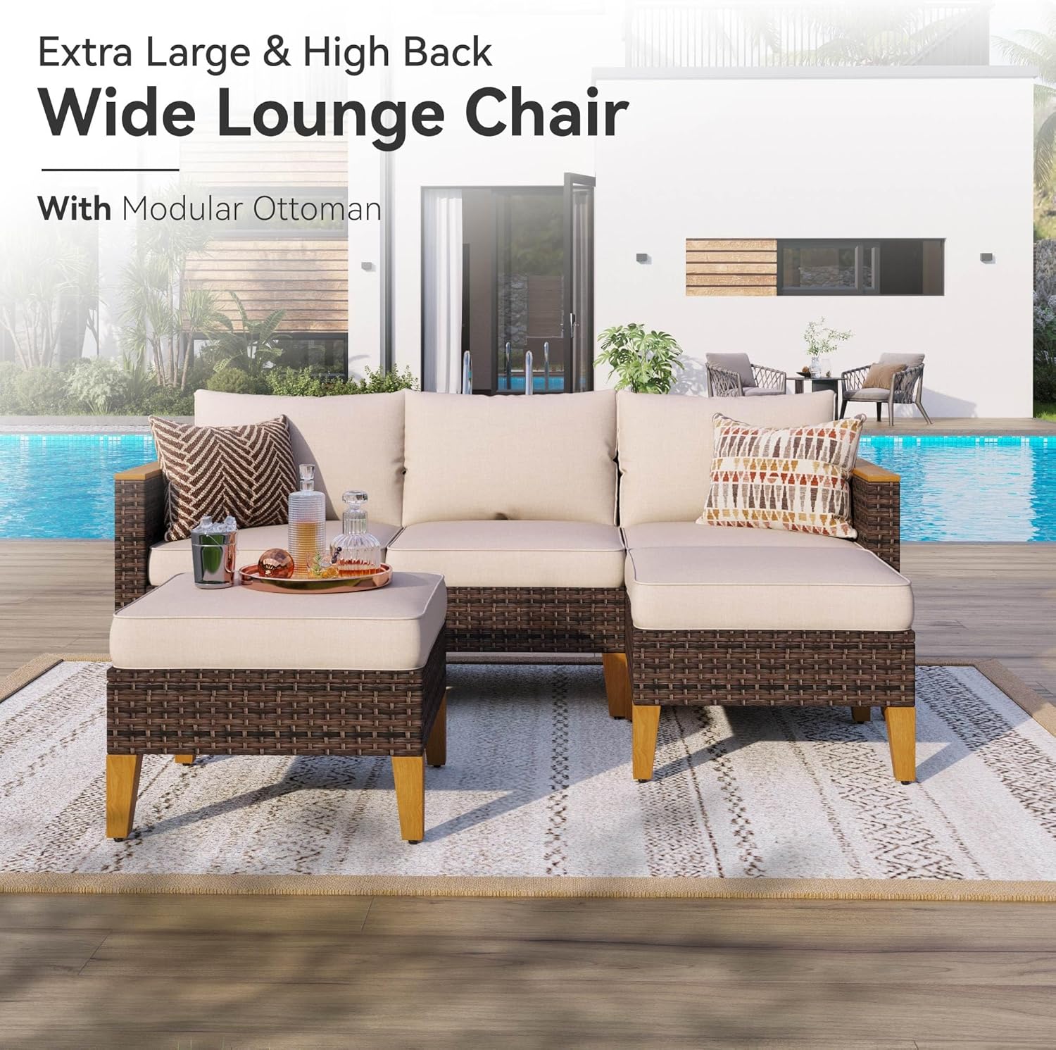 GREEN PARTY 9 Pieces Wicker Patio Furniture Set with 56