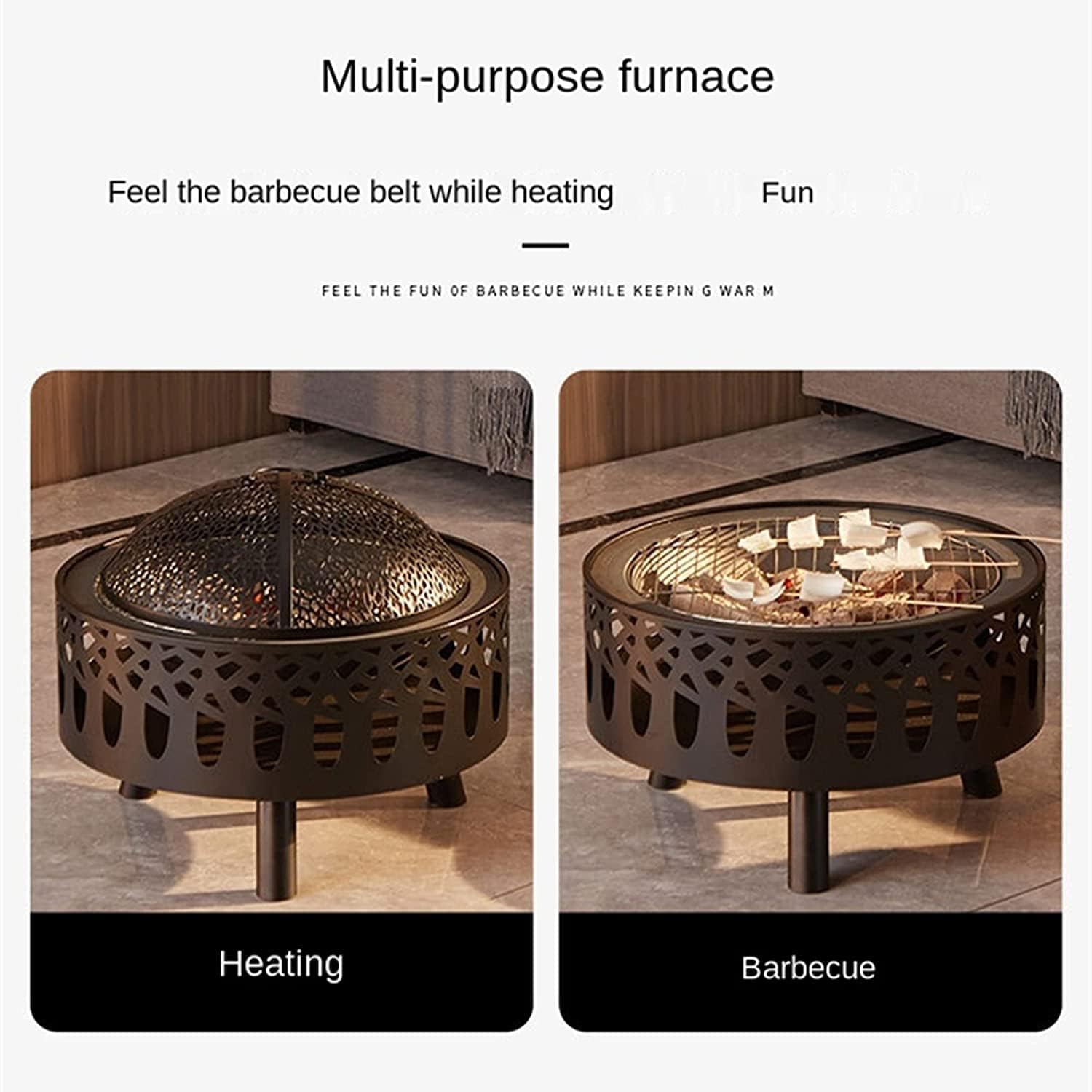 Fire Pits & Bowls, Indoor Smokeless Heating Basin Spark Screen, Outdoor Charcoal Wood Burning Fireplace Stove, Barbecue Grill Firepit