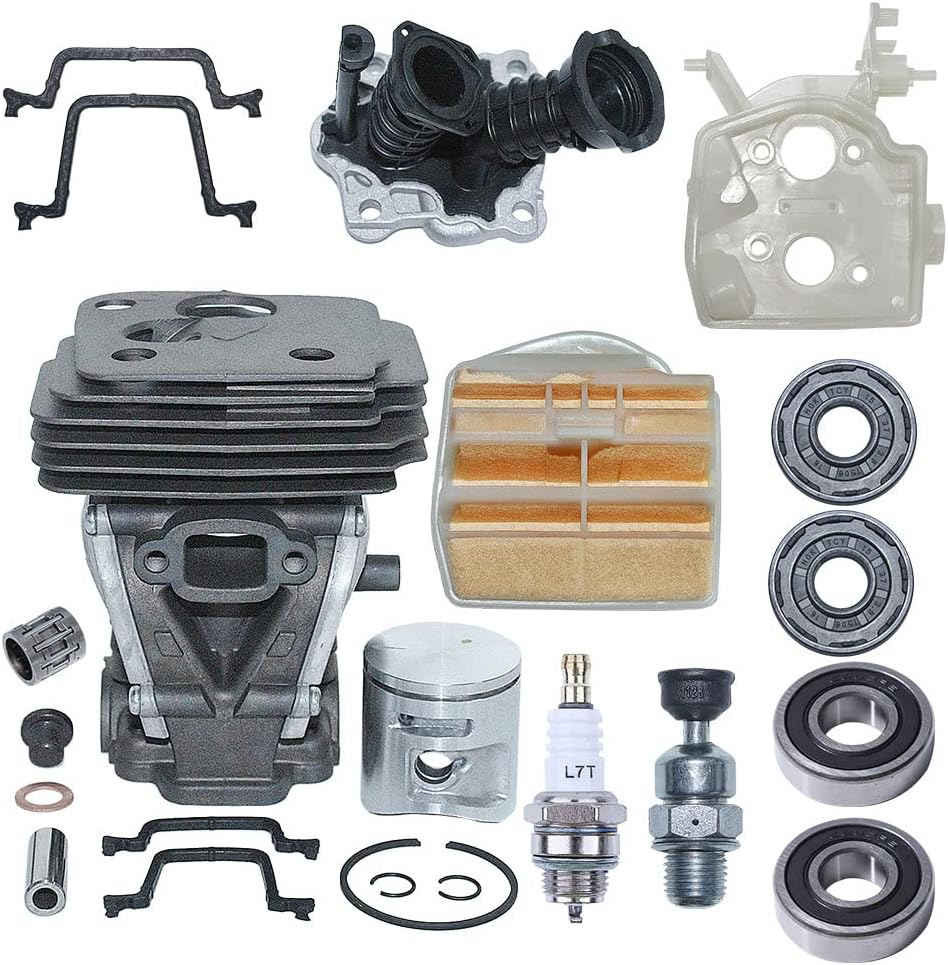 Fricgore Spare Parts for Chainsaw 42mm Cylinder Piston Kit for Husquarna 445 455e 450 450e Gasket Needle Bearing Fueil Line Oil Seal Fueil Flilter