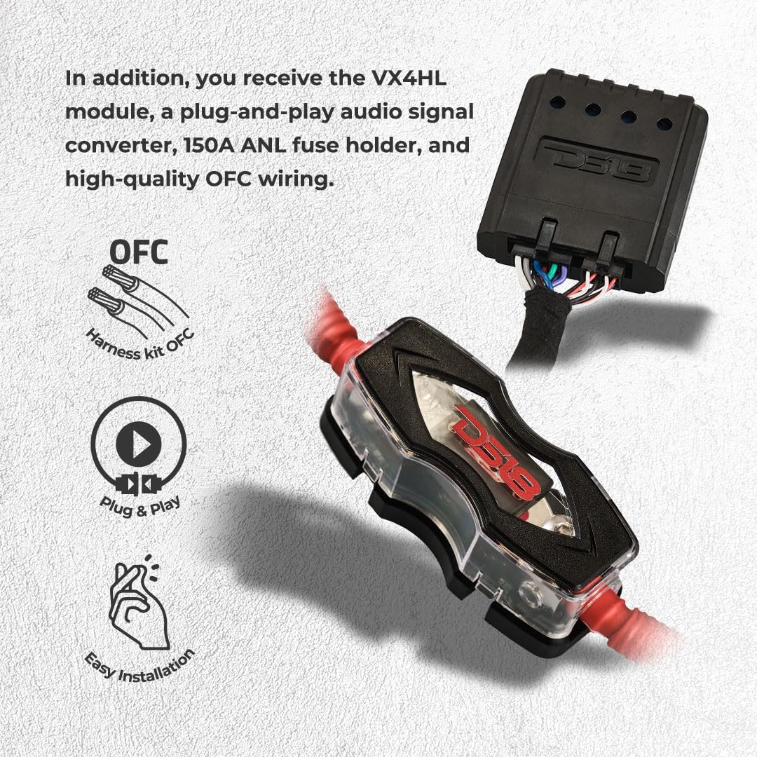 DS18 JL24-SBAHKIT Wiring Harness Compatible with Jeep JL/JLU, JT 2024+, Wiring Harness for Sound Bar & Amplifier, Plug and Play OEM Connectors, Easy Installation