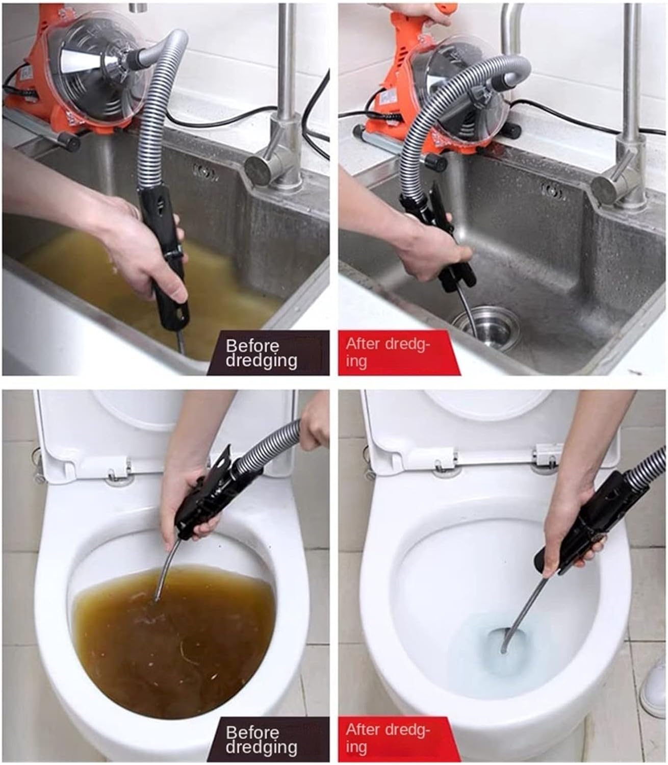 Electric Sewer Pipe Dredging Machine Toilet Kitchen 19-28MM Pipe Cleaning Machine Pipe Dredger Drain Cleaner 120W with Efficiency