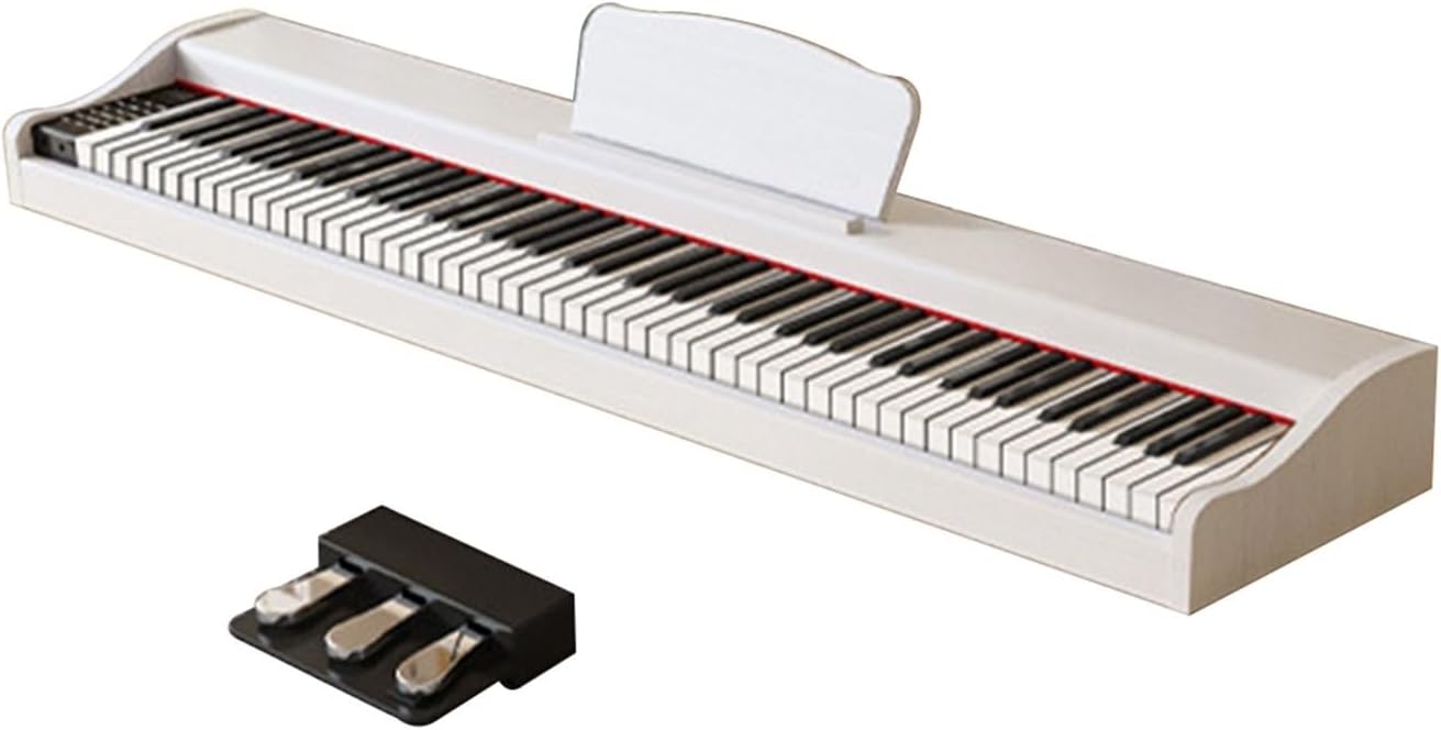 Hammer-action Keyboards Digital Piano 88 Key Weighted Keyboard Piano Built-in Speakers Full Size Electric Piano For Beginner Adults With Triple Pedal And MIDI Connecting(White)