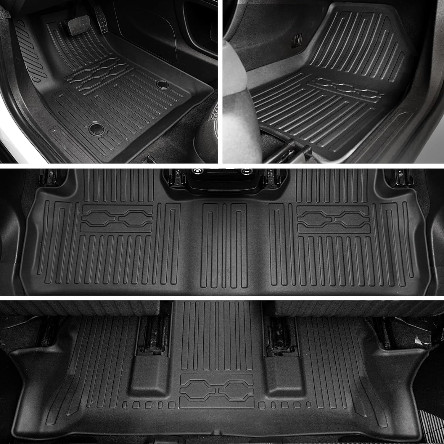 Floor Mats Cargo Mat Set for 2017-2023 GMC Acadia 6 Seats Captain Chairs Accessories, All-Weather TPE Trunk Mat Cargo Liner Backrest Mats SLE/SLT/AT4/DENALI(Floor Mats+2-in-1 Cargo Mat)