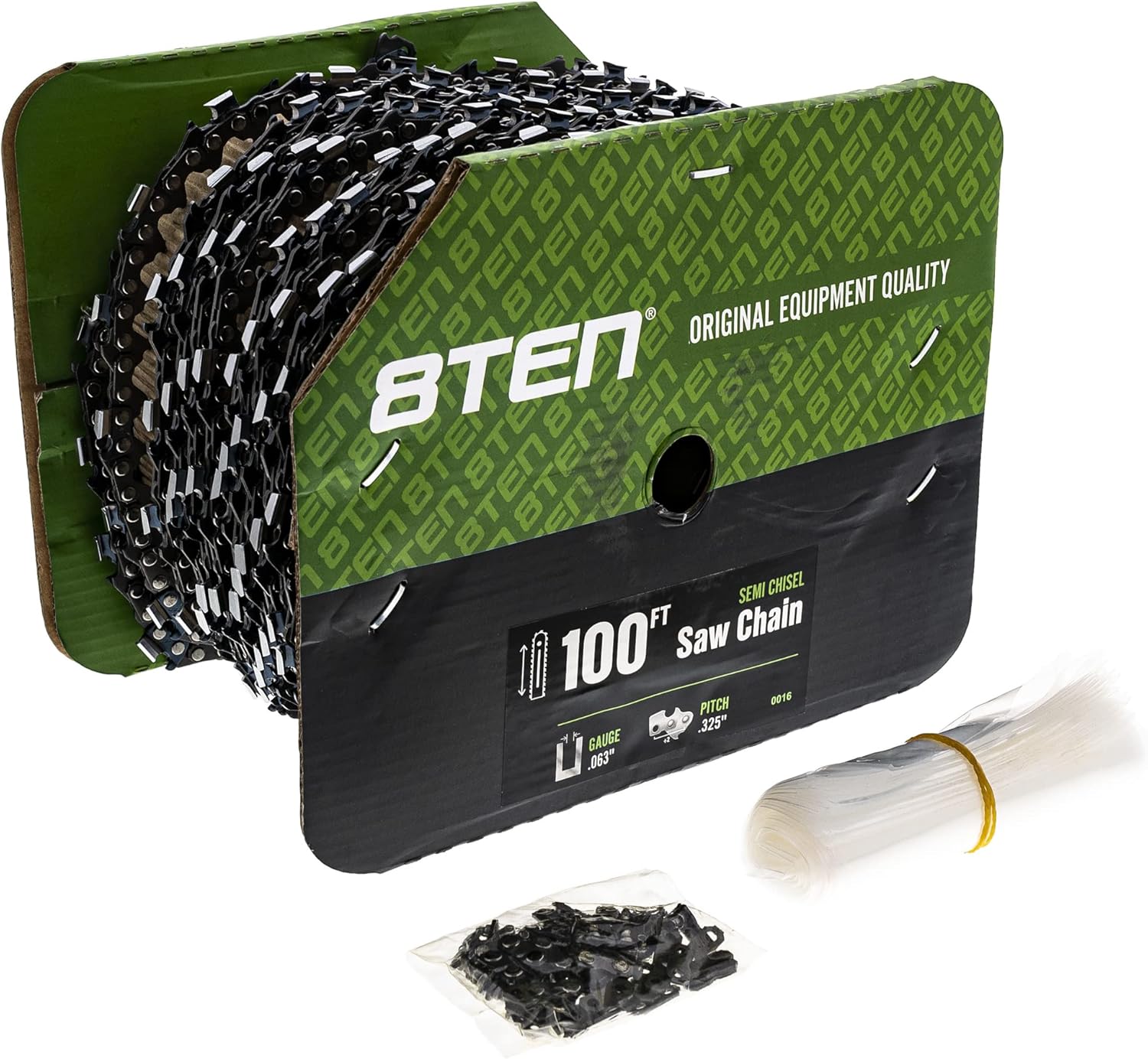 8TEN Chainsaw Chain Bulk Reel Semi Chisel 100 Foot 0.063 Gauge .325 Pitch