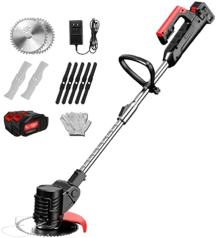 Portable Cordless Electric Lawn Mower - 24V Adjustable Angle Garden Trimmer, 90° Folding Design, Anti-Slip Handle, Small & Lightweight for Easy Maneuvering.