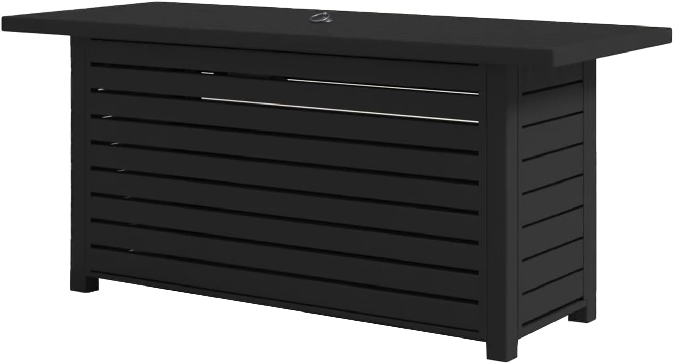 42 inch Rectangular Propane Natural Gas Fire Pit Table, 50,000 BTU Dual Fuel Outdoor Firepit with Lid & Cover, Modern Steel Design for Patio, Deck, Backyard (Black)​
