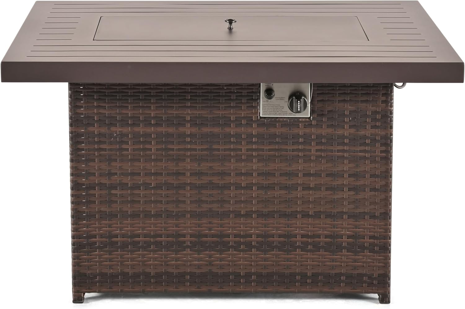 Greemotion Finley Patio Outdoor Propoane Fire Pit Table with Removable Cover and Glass Windshield 55,000 BTU for Patio Deck Backyard Poolside, Brown