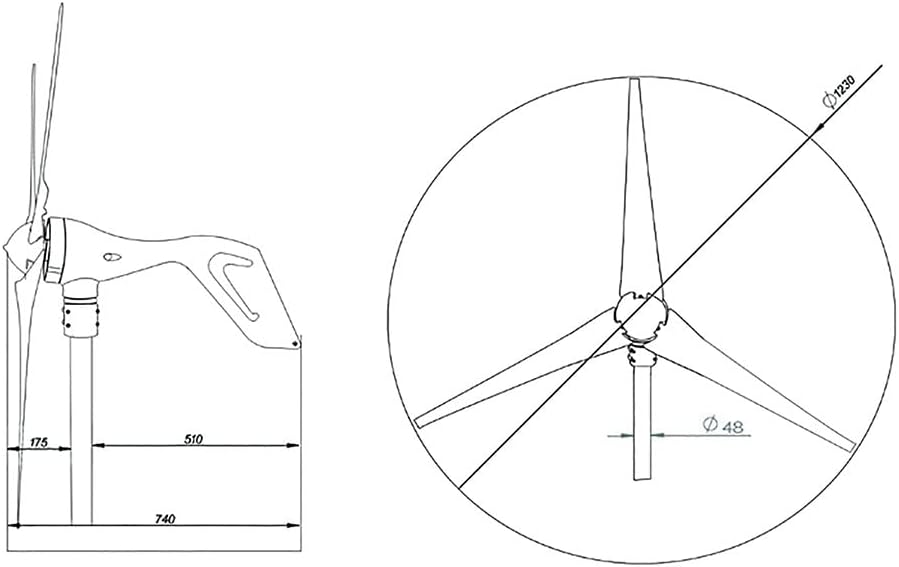 Wind Turbines,Wind Generator Turbine Wind Turbine Generator 12v 24v for Dc Output,12V (24V)