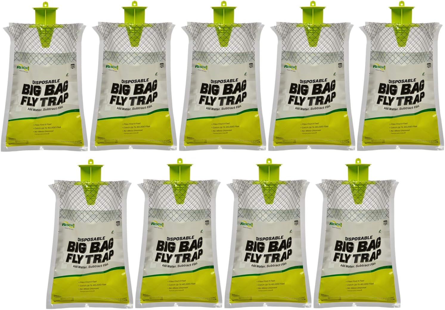 RESCUE! Big Bag Fly Trap – Disposable, Outdoor Use - 9 Traps