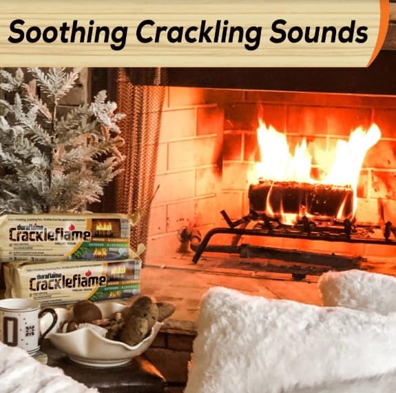 Duraflame Crackleflame Firelogs – Cozy Crackling Fireplace Logs, Fast Lighting in Under 5 Minutes, Burns 80% Cleaner Than Wood, Indoor/Outdoor Use (2 Cases + Matches)