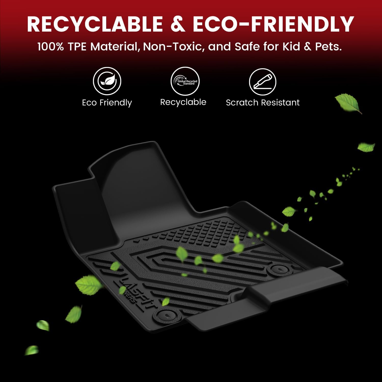 LASFIT Floor Mats for Honda Passport 2026, All Weather TPE Custom Fit Passport Floor Liner Accessories, 1st & 2nd Row, Black