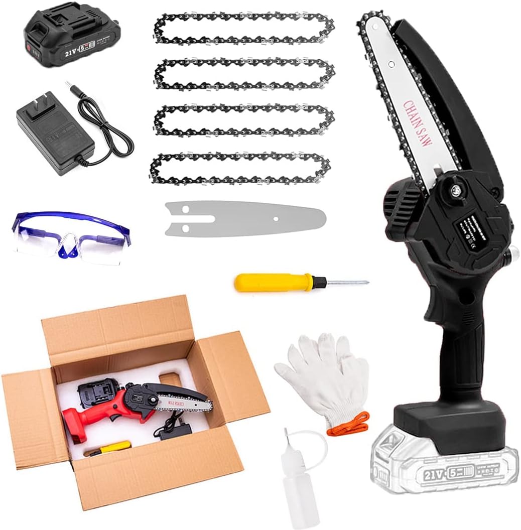 6 Inch Cordless Chainsaw with Charger,Mini Chain Saw,Mini Chainsaw with Battery,Cordless Battery Power, Portable Electric Chainsaw, Suitable for Gardening, Wood, Outdoor Camping