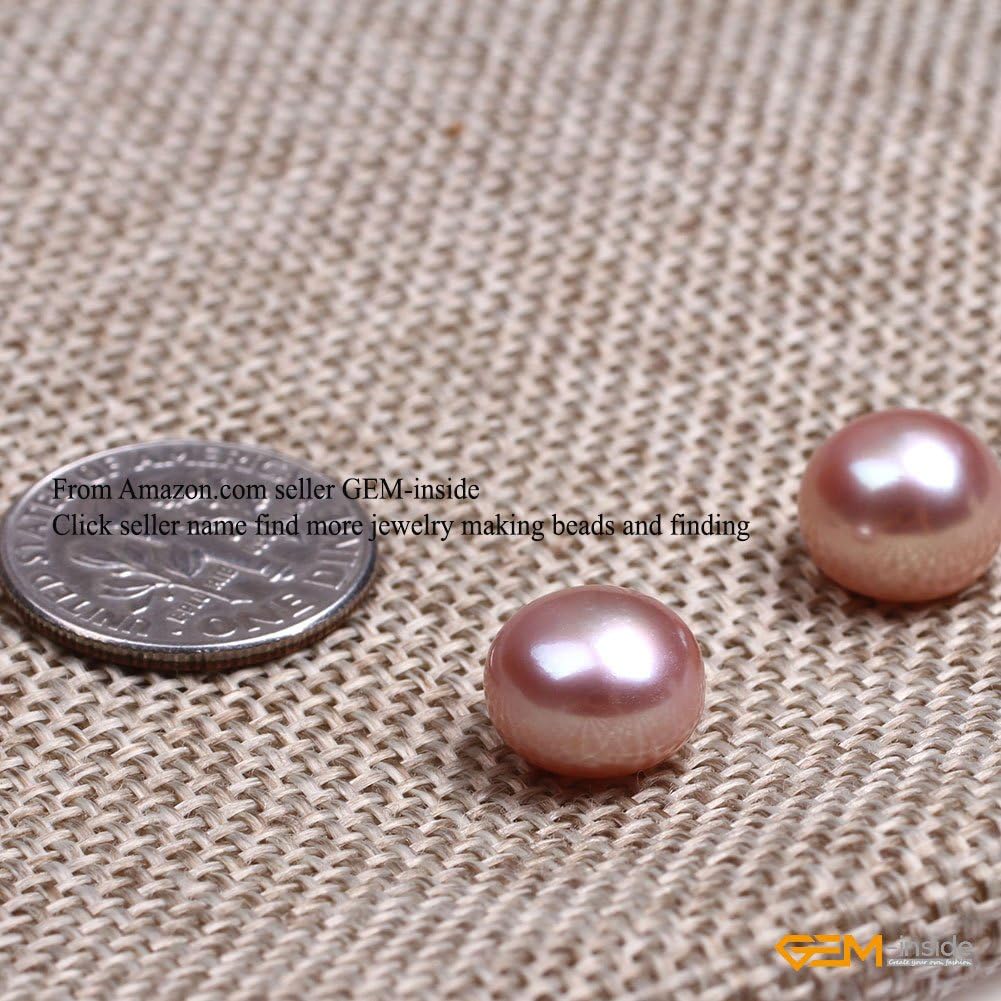 GEM-Inside 10mm Size 27 Pairs Purple Pearls Half Drilling Drill Freshwater Pearls Loose Beads Handmade Beads for Jewelry Making Stud Earring Jewelry Beading Supplies for Women