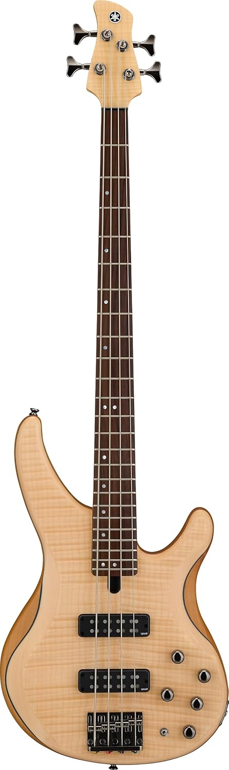 Yamaha TRBX604 4-String Flamed Maple Bass Guitar, Natural Satin