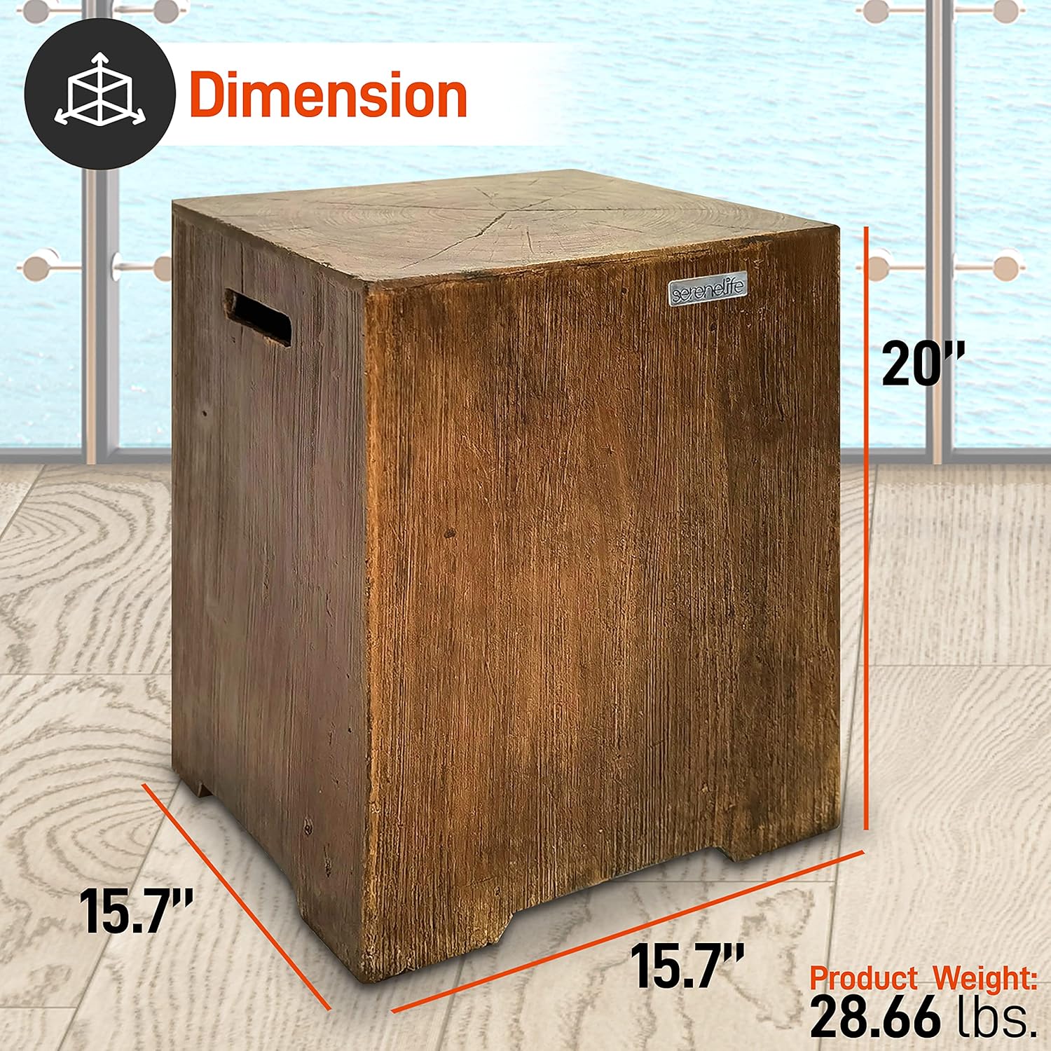 Outdoor Propane Gas Tank Holder - Wood-Grain Propane Tank Holder - Holds 20 Lbs. Clean Burning Propane Gas Tank - Works with SLCNX76 and SLFPLG9 Outdoor Propane Fire Pit Table - SereneLife SLGASCV