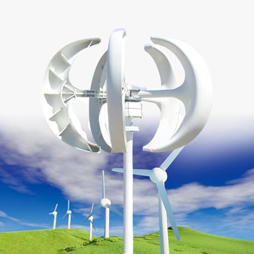 12000W Vertical Wind Turbine Generator Kit - 12V/24V/48V/110V/220V, 5-Blade 3-Phase AC Permanent Magnet, Ideal for Hybrid Wind Solar Systems, Red Color