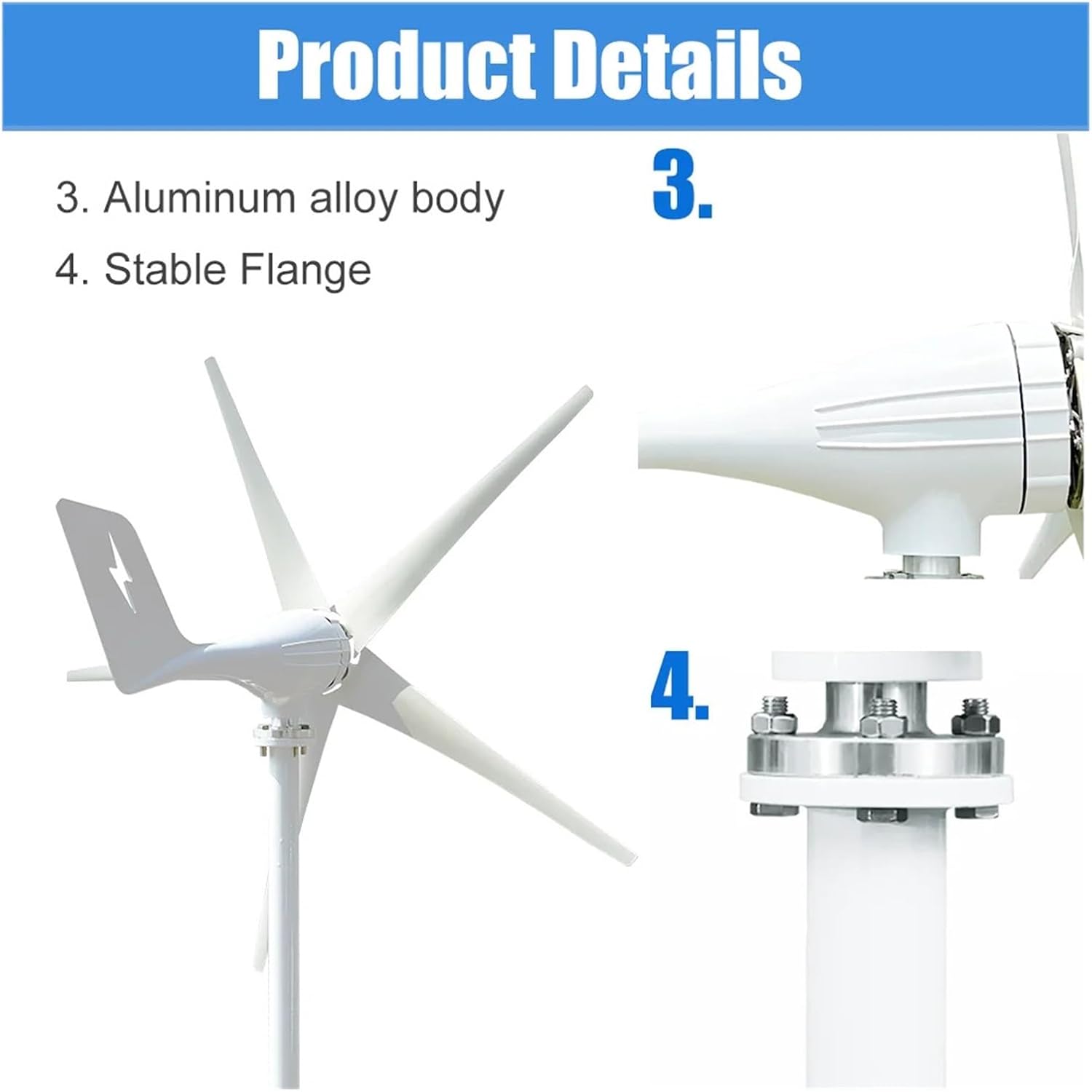 3000W Wind Turbine Generator Windmill Camping Home Appliance Electric Power Generator 24V 48V with MPPT Controller Low Starting Speed for Home(with Hybrid Charger,12V)