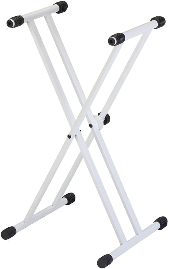QUIK LOK - T20-WH-BB Keyboard Support X White, Double X Keyboard Stand, Base Depth 46 cm, Depth of Supports 35.8 cm, White