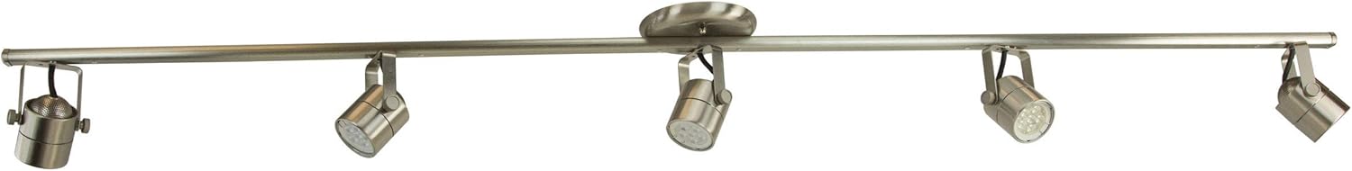 LED 5FT 5 Light Track Lighting Kit Brushed Steel 3K GU10 LED Bulbs Included D368-55-LED-BS