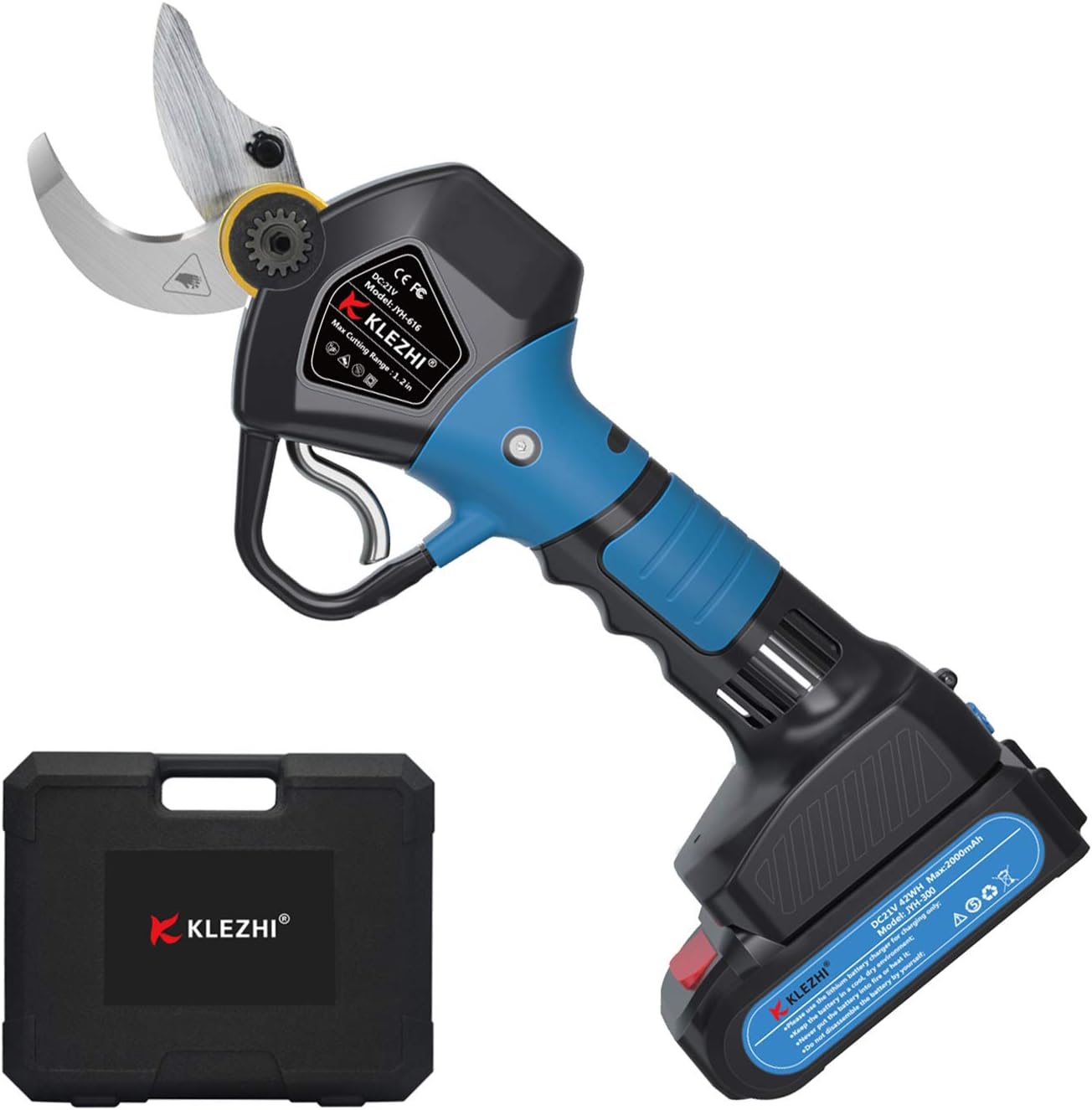 Professional Cordless Electric Pruning Shears with 2 PCS Backup Rechargeable 2Ah Lithium Battery Powered Tree Branch Pruner Branch Cutter, 30mm (1.2 Inch) Cutting Diameter