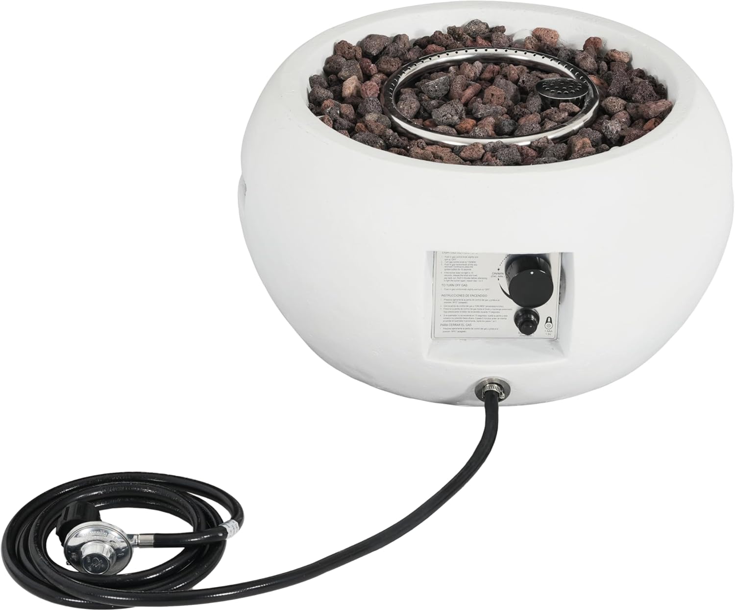 22”Round Patio MGO Propane Gas Fire Pit, 40,000 BTU Stone Look Outdoor Propane Fire Pit for Patio, Courtyard, Garden White (Tank Cover Not Provided)