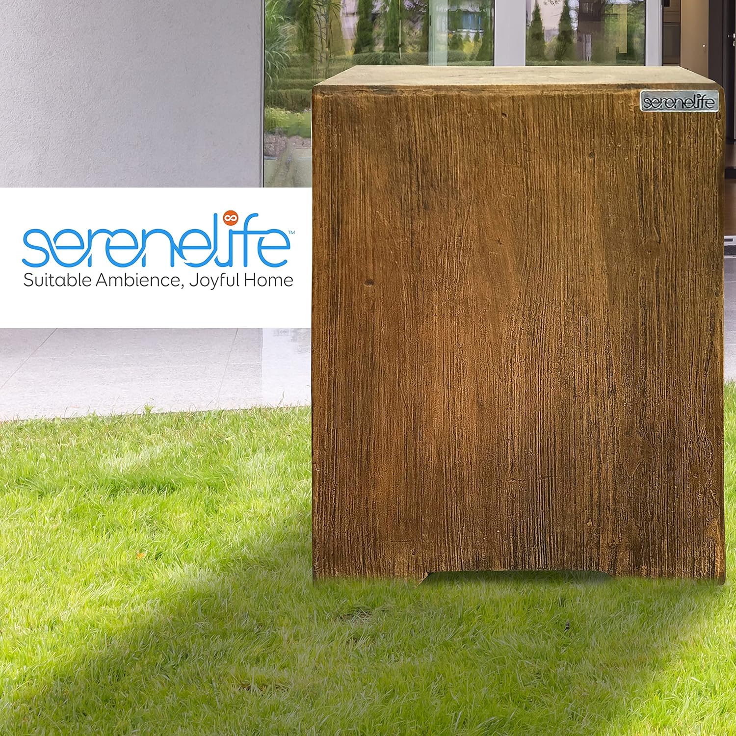 Outdoor Propane Gas Tank Holder - Wood-Grain Propane Tank Holder - Holds 20 Lbs. Clean Burning Propane Gas Tank - Works with SLCNX76 and SLFPLG9 Outdoor Propane Fire Pit Table - SereneLife SLGASCV