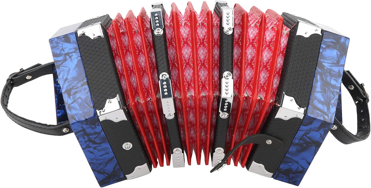 Concertina Accordion, 20-Button Concertina Accordion, Portable Professional for Adults Musical Instrument Supplies(Sky Blue)