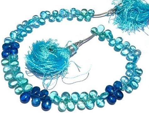 13 inch natural beads strand of 6x4-7x4.5mm smooth pear apatite gemstone briolletes beads for DIY jewelry - necklace, bracelet, earring, ring.