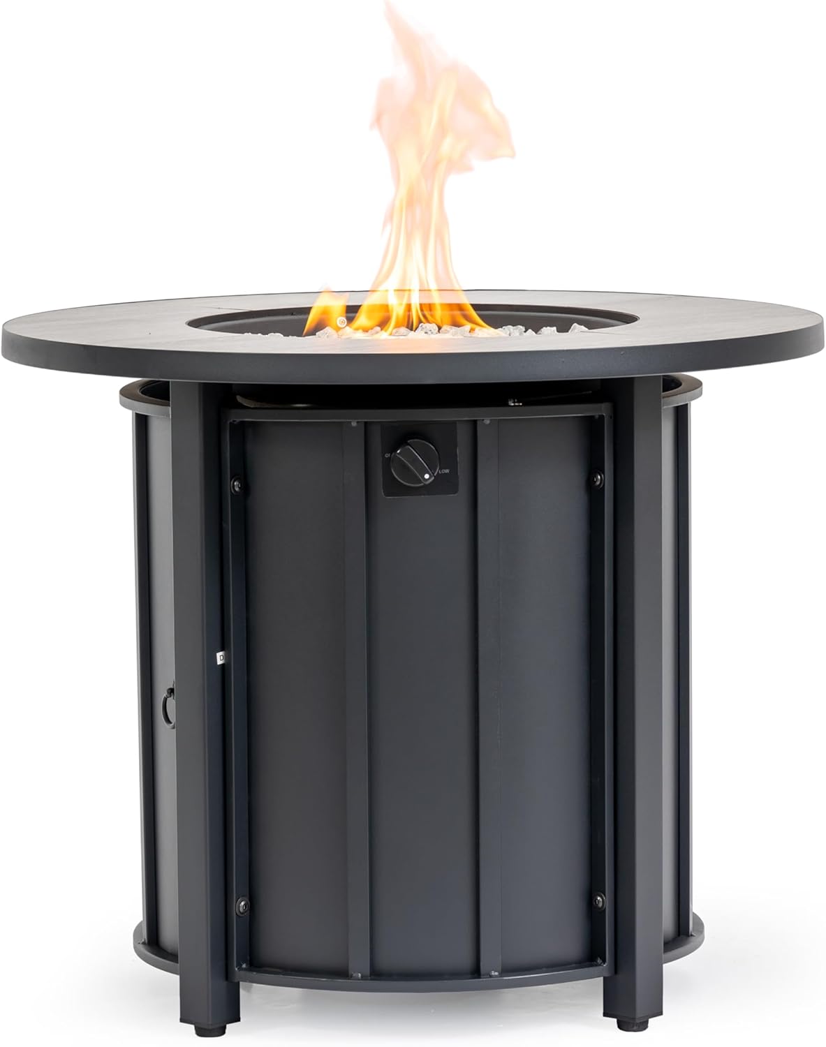 30-inch Propane-Fueled Fire Table 50000BTU Output Ceramic Wood-Grain Top Durable Metal Frame Integrated Burner System with Ignition and All-Weather Protection