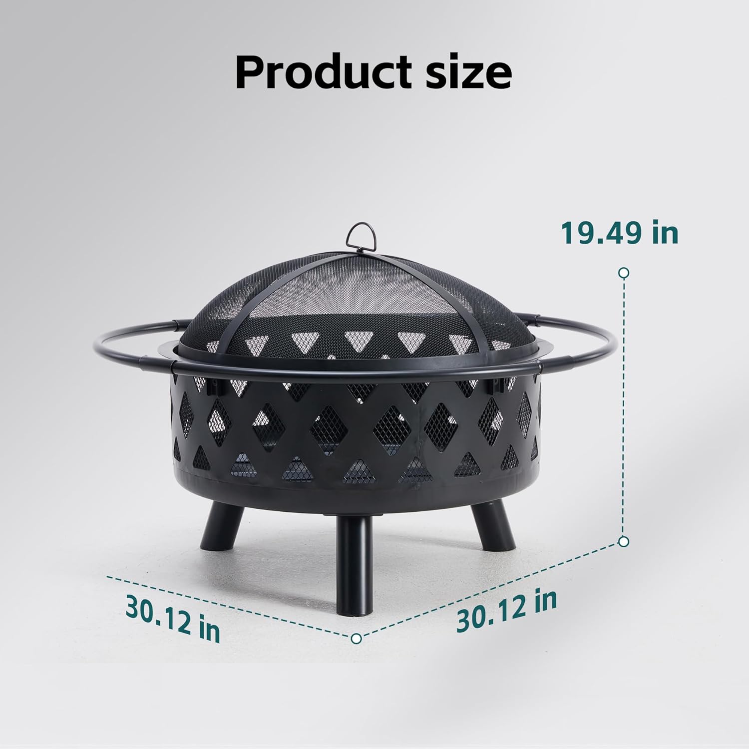 Smug 30 Inch Round Fire Pit, Wood Burning Fire Pits for Outside with Spark Cover Fire Poker, Outdoor Firepit for Patio, Backyard, Garden, Bonfire Party