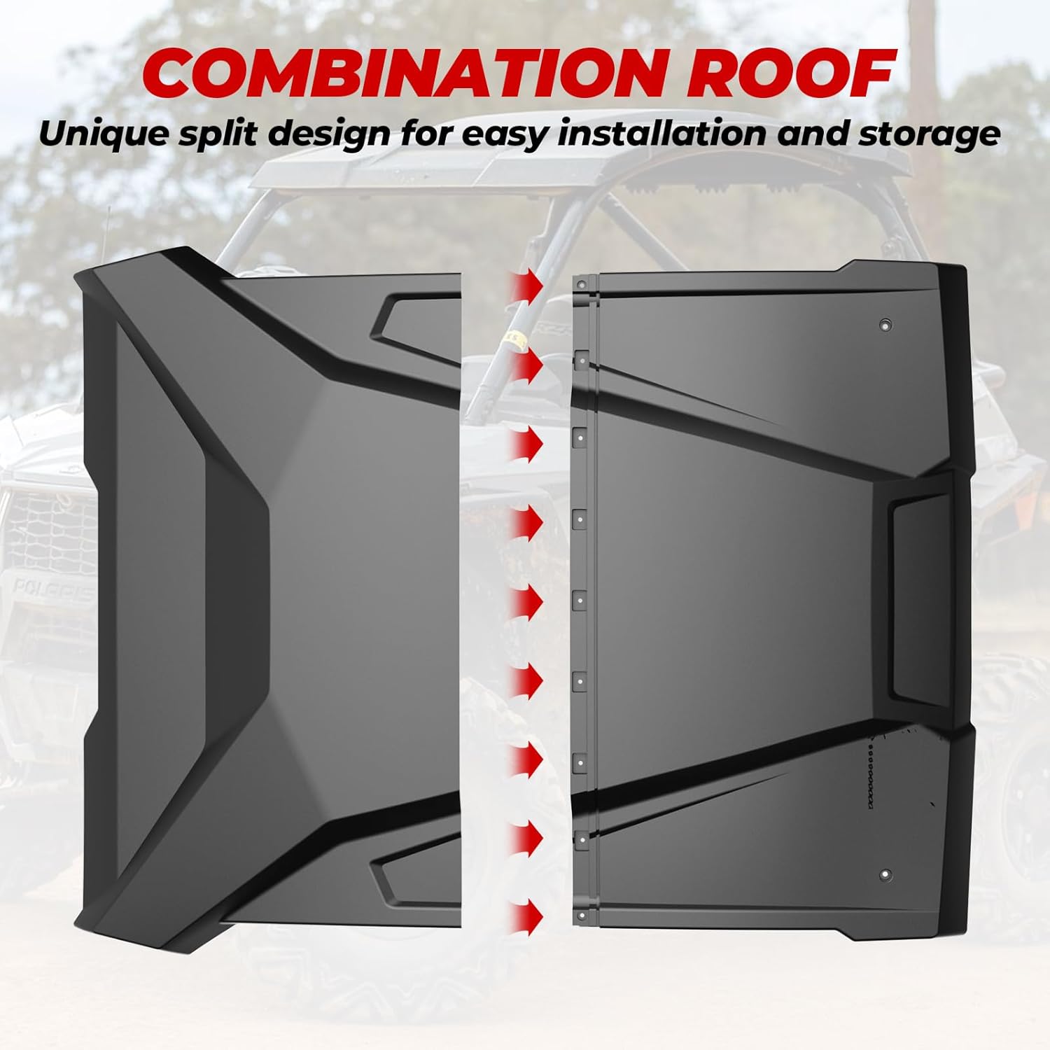 Roof Top for Polaris RZR Trail, Dustproof Coat Lock & High Density Poly 2-Piece Combination Roof for Polaris RZR Trail S 900 1000 Ultimate/Premium/Sport 2021-2024 Accessories(2PCS, 2884729)