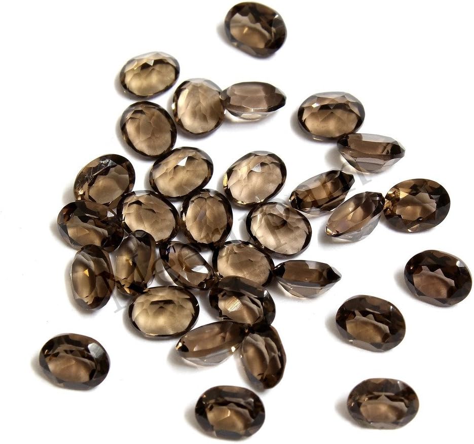 Neerupam collection Grey Color Natural Brazilian Smoky Quartz AA Quality 6x4 mm Size Faceted Oval Shape Loose Gemstones
