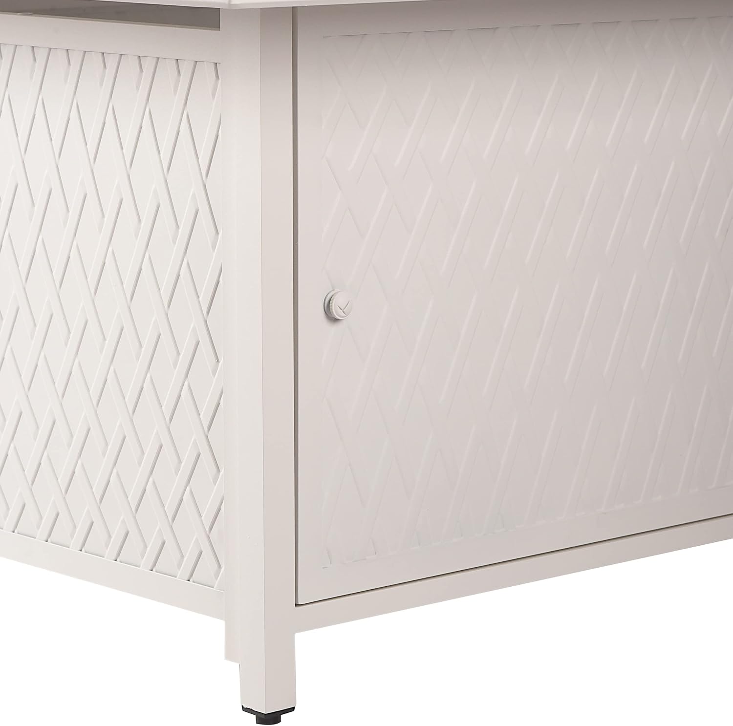 Square 42 in. x 42 in. Aluminum Propane Fire Pit Table with Glass Beads, Two Covers, Lid, 57,000 BTUs in White Finish