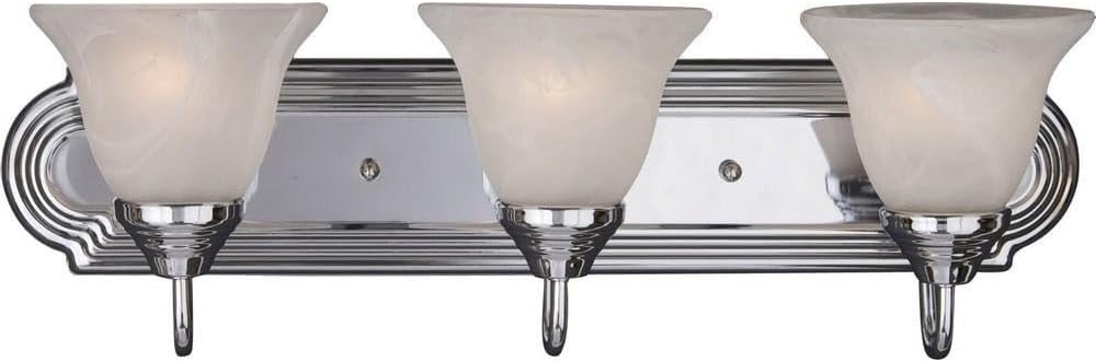 Maxim Essentials 801X 3 Light Vanity Light with Polished Chrome Finish and Marble Glass