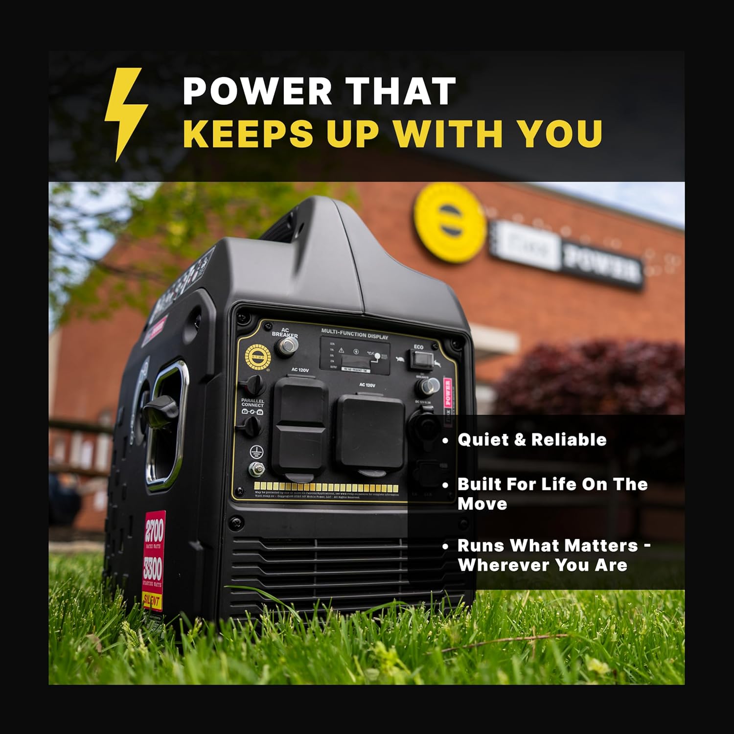 Flex Power® 3300i Silent Inverter Generator. 3300 watt | RVMP Flex Power 3300i | Hand Recoil | Silent Inverter | Portable Generator for RVs | Reliable and Clean Power