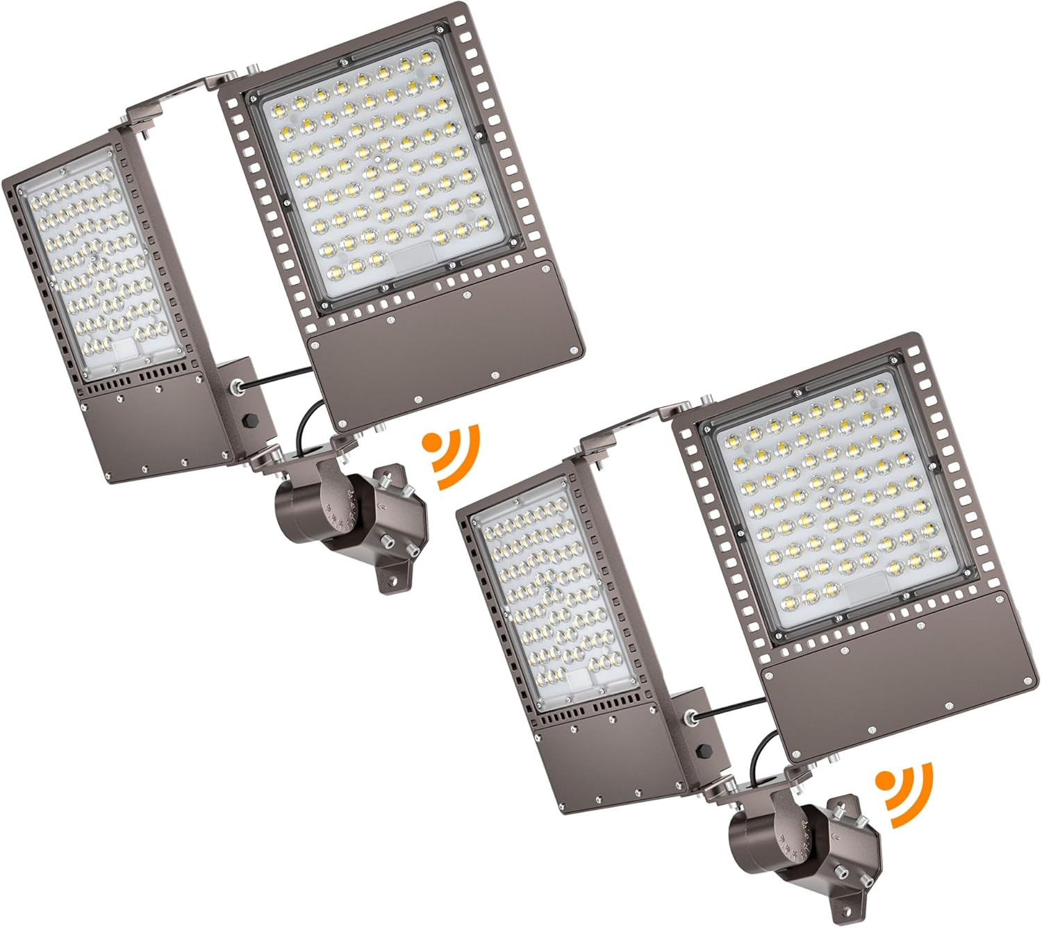 2025 New Upgraded 300W Dusk to Dawn LED Parking Lot Light 45000lm 5000K, ETL, IP67 Waterproof Adjustable 2-Head Street Lights, Pole & Wall-Mounted Security Flood Lights for Yard, 2-Pack