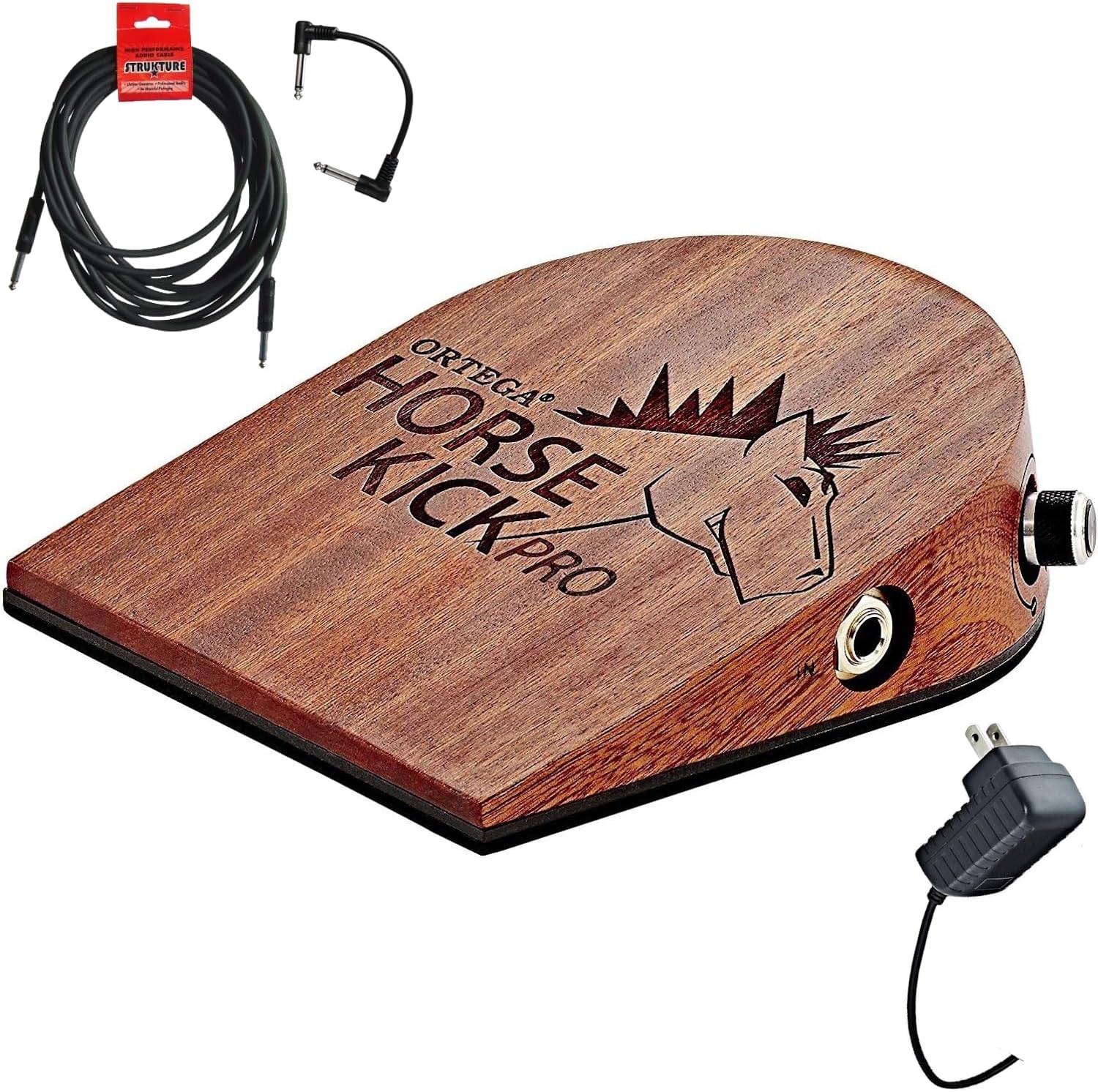 Ortega Guitars Horse Kick Pro Digital Guitarist Stomp Box with 5 Samples - Bundle with Instrument Cable and Patch Cable