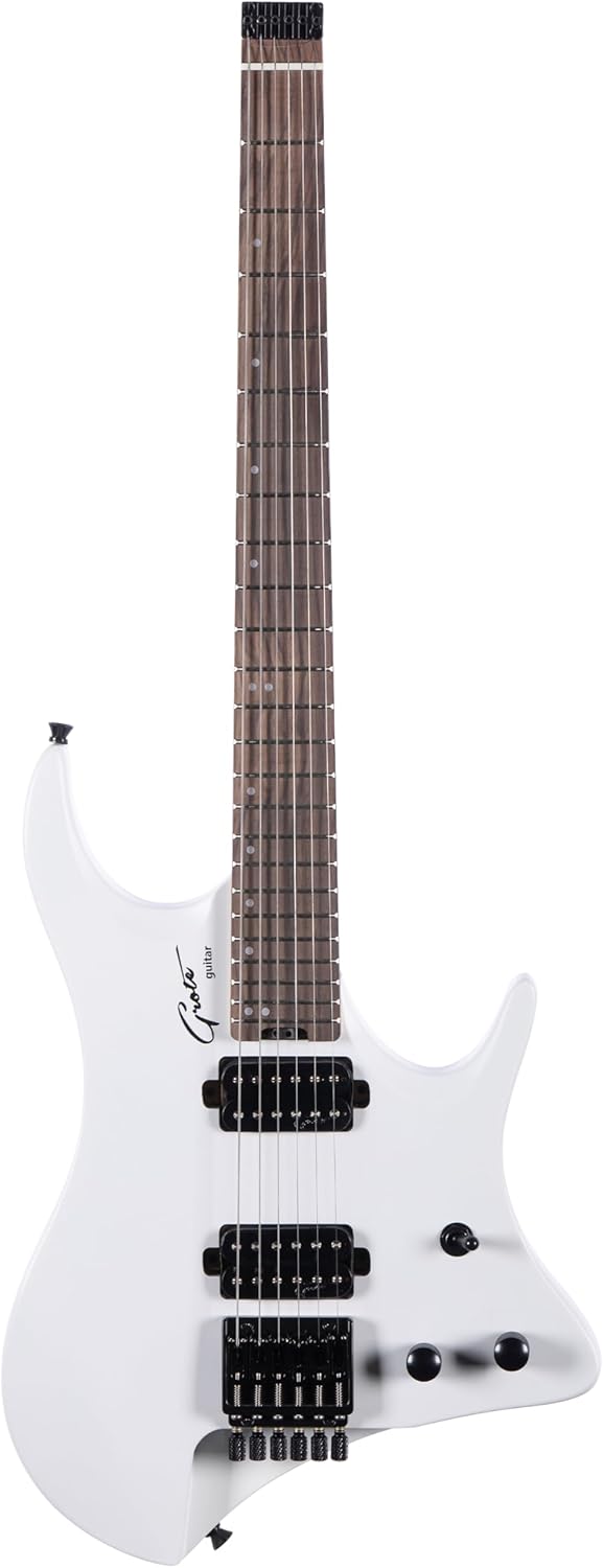 Grote Headless Electric Guitar Solid Mahogany Body Canadian Maple Neck Model GRHL-03 (White)