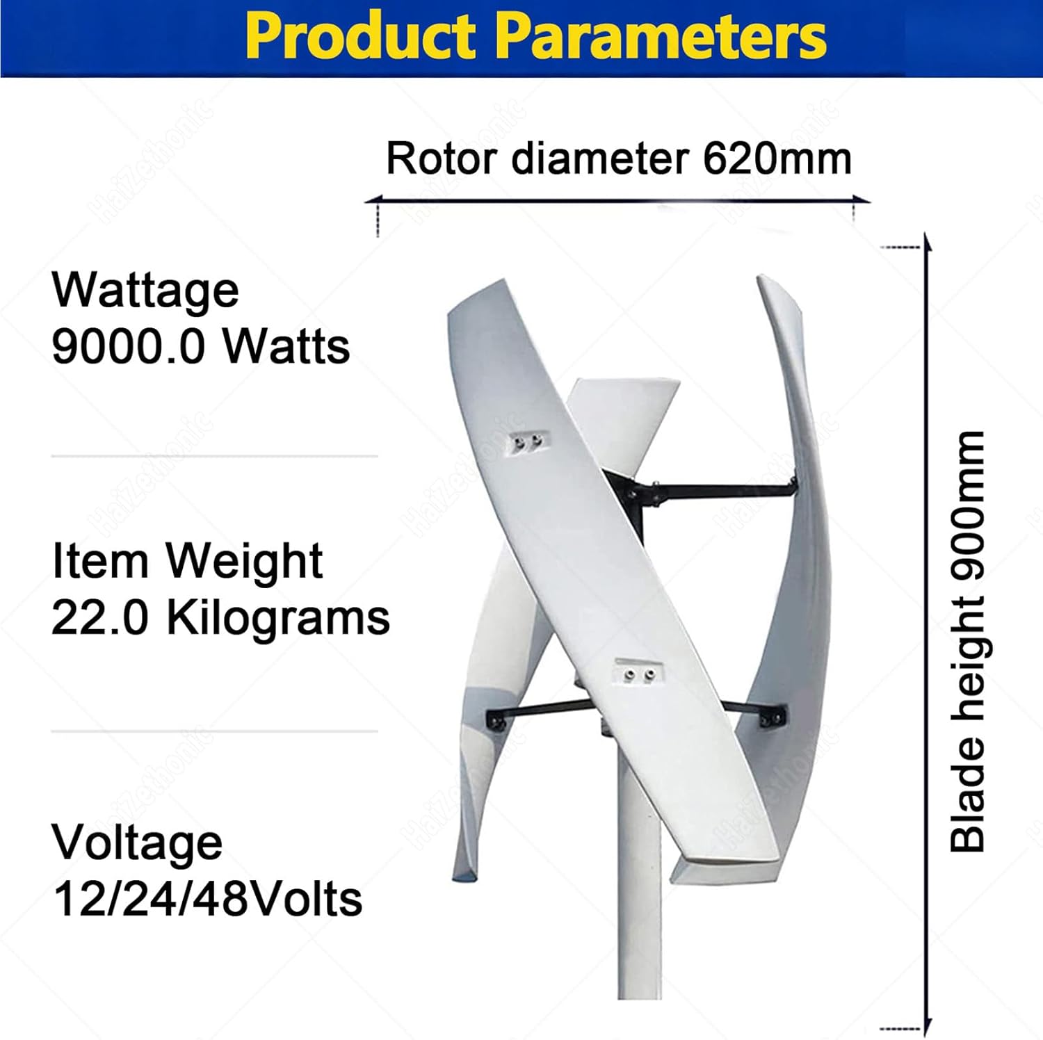 Wind Turbine Generator Kit,Vertical Axis Wind Turbine,Maglevs Wind Generator with Controller,Quiet 3 Leaves Small Household Windmill for Home,Industrial Energy White-48V