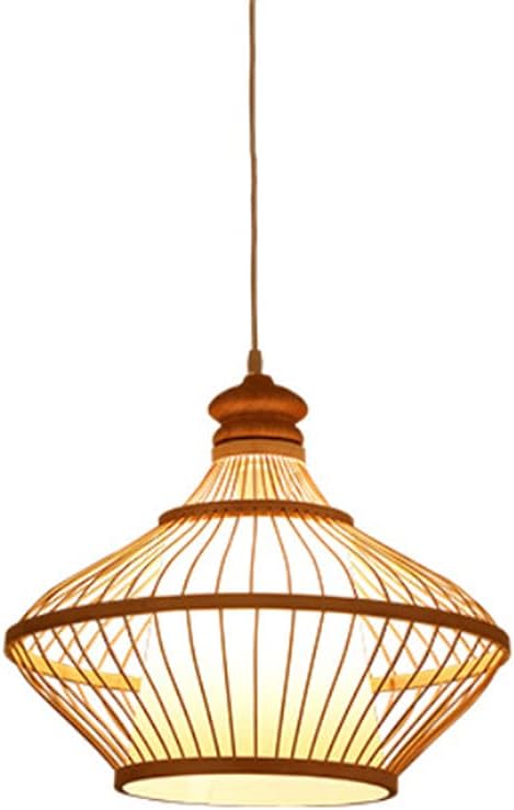 Bamboo Lantern Pendant Lamp,Retro E27 Chandelier,Hand-Woven Rattan Hanging Light,Bamboo Lampshade,Ceiling Hanging Lamp,Restaurant and Bar Decoration Lighting Fixtures