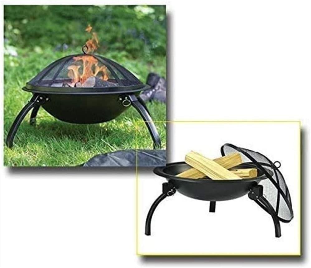 Outdoor Brazier, Portable Outdoor Fire Pit, Outdoor Patio Steel Fire Pit Bowl BBQ Grill for Backyard, Camping, Picnic, Bonfire, Black