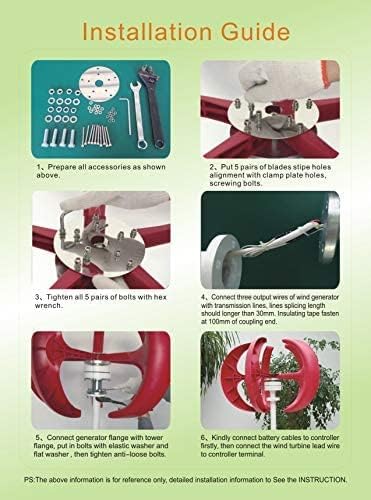 Energy Vertical Wind Turbine, 8000W Low Wind Speed Start Rotation Alternative Accessories Portable Wind Generator for Campingturbine