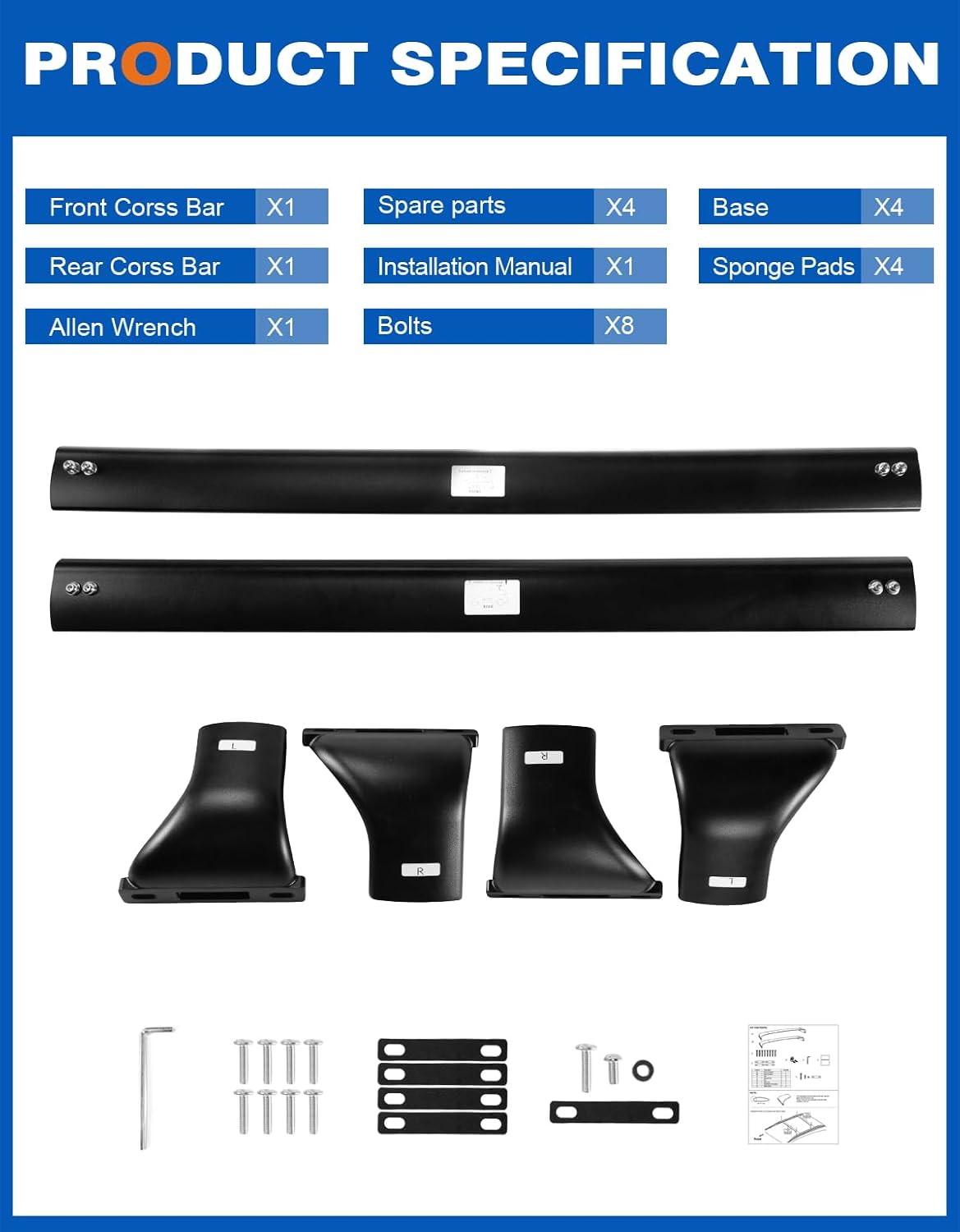 Roof Rack Cross Bars 220lbs Compatible with Buick Enclave 2018-2025 (with Flush Side Rails),Heavy Duty All-Metal Aluminum Crossbar Luggage Racks Roof Rails Rooftop Canoe Accessories
