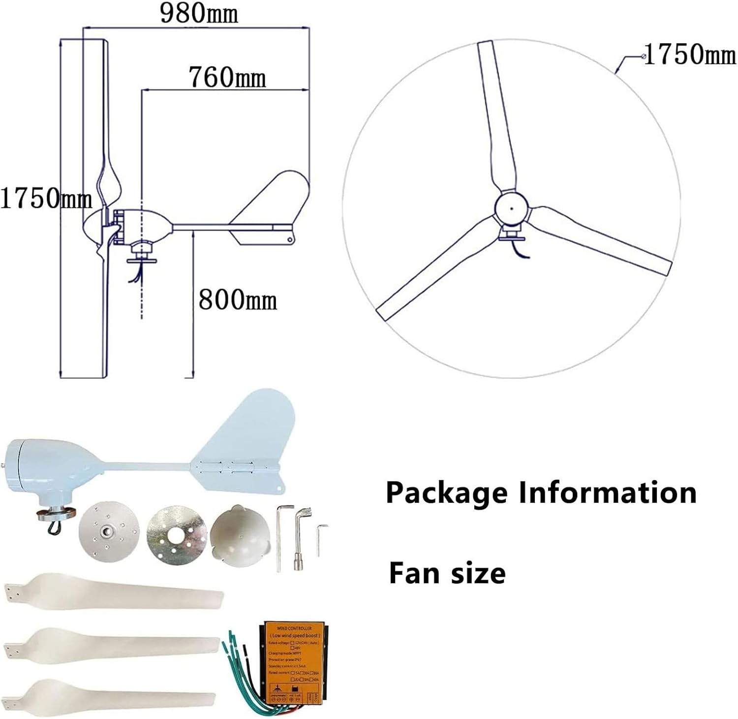12000W Wind Turbine 12v/24v/48v/110v/220v Horizontal Wind Generator with Hybrid MPPT Controller Frees Power Energy Windmill,48V