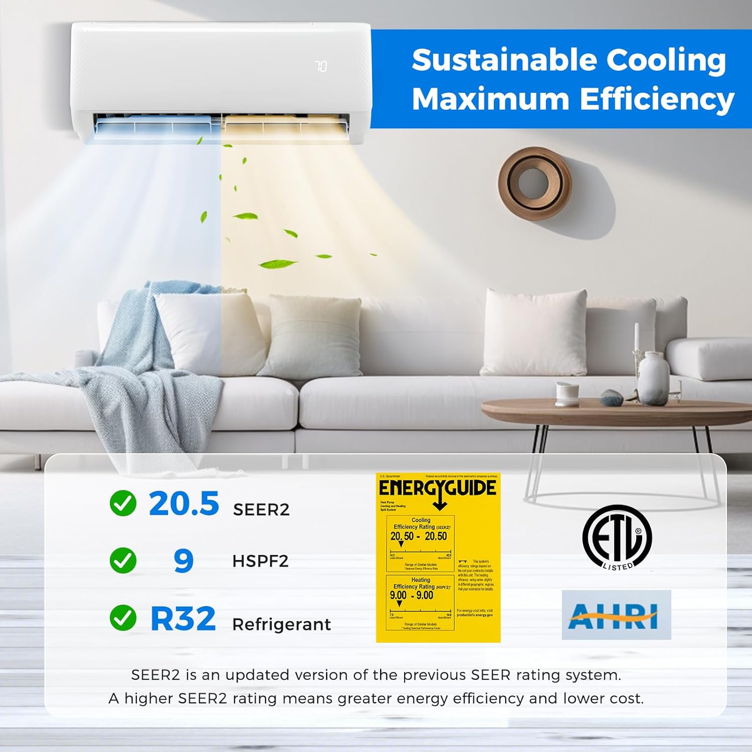 DORTALA 9000 BTU Mini Split Air Conditioner & Heater, 20.5 SEER2 115V Pre-Charged Inverter Heat Pump System with Remote Control, Installation Kit, Wall Mounted Ductless AC Unit, White