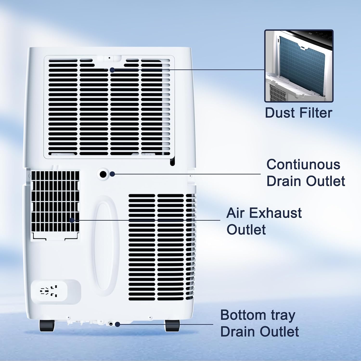 PhiloDeco Portable Air Conditioner 12000 BTU, 24H Timer, Floor Standing Air Conditioning AC Unit with Remote Control and Installation Kit, 5-In-1 Function