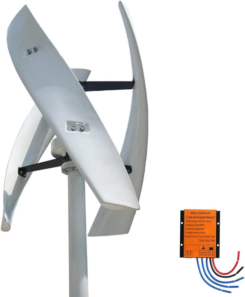 12V/24V/48V 10000W Permanent Magnetic Levitation Vertical Axis Wind Power Generator, Low Speed 3 Blades Wind Turbine Kit Suitable for Boat Ocean