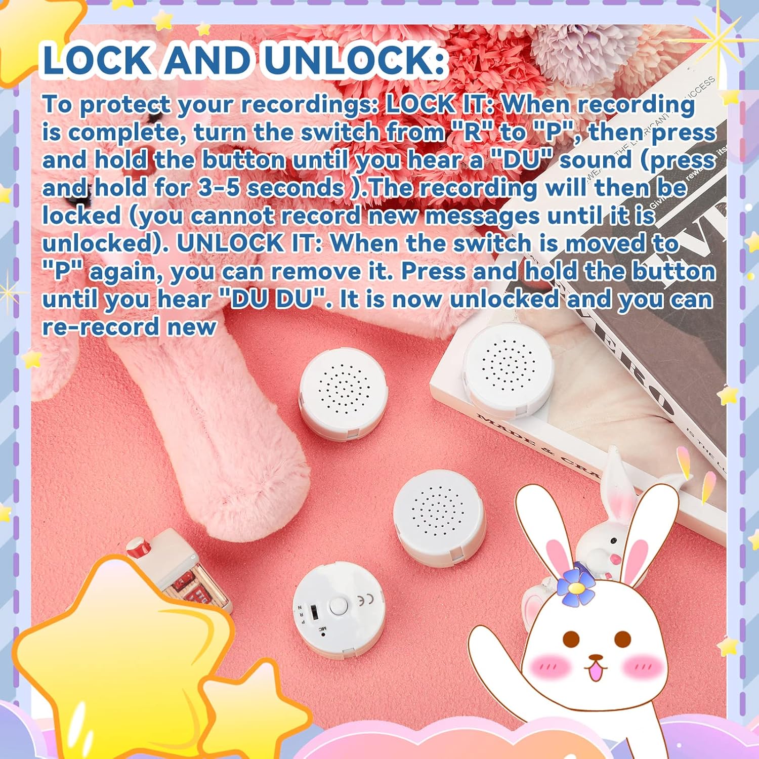 Fabbay 20 Pieces 20 Second Voice Recorder for Stuffed Animal, Sound Recorder Box Recordable Button Module Recording Device Record Custom Message Music for Plush Doll Stuffed Bear Toy Pillow